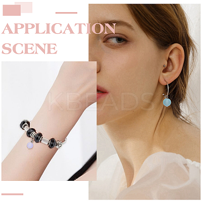 160Pcs Frosted Transparent Glass Charms PALLOY-ME00024-1