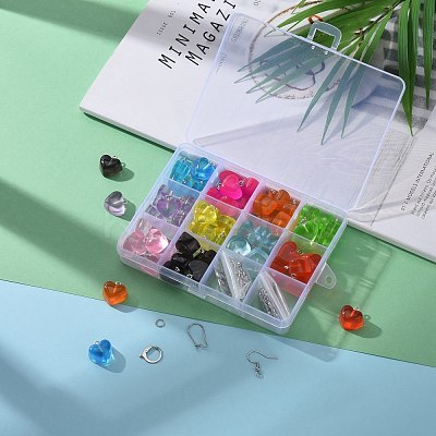 DIY 30Pairs Heart Resin Earrings Kits DIY-LS0001-03-1