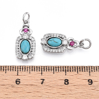 Synthetic Turquoise Rectangle with Flower Pendants KK-N258-16P-1