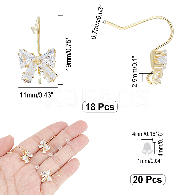 18Pcs Brass Micro Pave Clear Cubic Zirconia Earring Hooks EJEW-CA0001-03-1