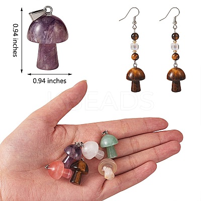 5Pcs Natural Amethyst Pendants G-SZ00001-87E-1