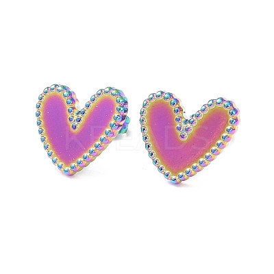 Ion Plating(IP) 304 Stainless Steel Heart Stud Earrings for Women EJEW-I285-09MC-1