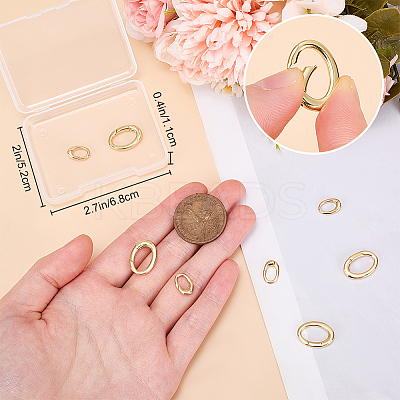 8Pcs 2 Styles Rack Plating Brass Spring Gate Rings KK-BBC0014-15-1