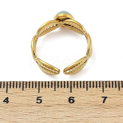 316 Stainless Steel with Natural Mixed Gemstone Cuff Rings RJEW-Z098-01G-04-1