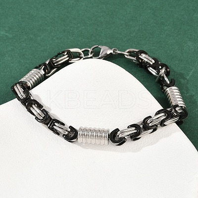 201 Stainless Steel Byzantine Chain Bracelets for Men Women BJEW-B143-10EBP-1