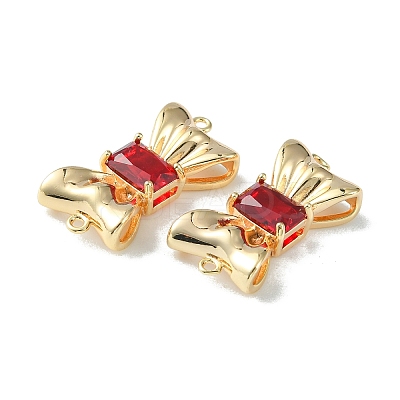 Brass Pave Cubic Zirconia Connector Charms KK-L208-01G-01-1