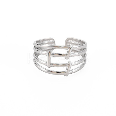 Non-Tarnish 304 Stainless Steel 4 Line Open Cuff Ring for Women LS-RJEW-S405-158P-1