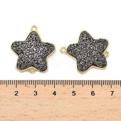 Brass with Druzy Resin Connector Charms KK-C158-05A-G-1