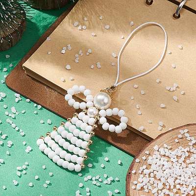Christmas Glass Seed Beaded Pendant Decorations HJEW-TA00013-04-1