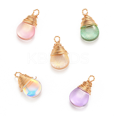 50Pcs Transparent Glass Pendants FIND-SP0004-02-1