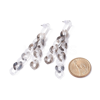 Acrylic Curb Chain Tassel Dangle Stud Earrings for Women EJEW-JE04767-02-1