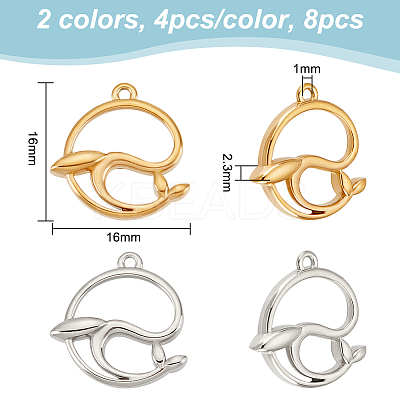 8Pcs 2 Colors Ion Plating(IP) 304 Stainless Steel Pendants STAS-UN0045-45-1