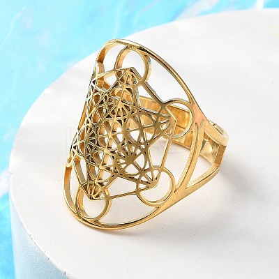 304 Stainless Steel Star of David Adjustable Ring LS-RJEW-P037-05G-1