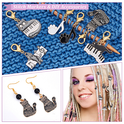 Alloy Enamel Pendant Locking Stitch Markers HJEW-AB00102-1