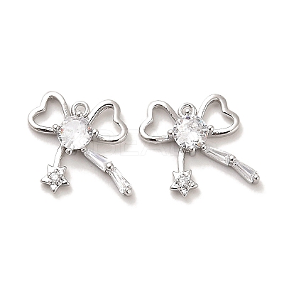 Brass Micro Pave Clear Cubic Zirconia Charms KK-C054-19P-1