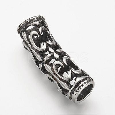 304 Stainless Steel Hollow Tube Beads STAS-F063-04-1