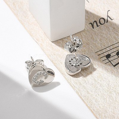 Rack Plating Brass Micro Pave Clear Cubic Zirconia Stud Earrings EJEW-K299-01P-G-1