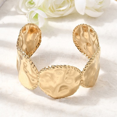 Boho 304 Stainless Steel Hammered Texture Cuff Bangles SA-CBA1E89-01B-G-1