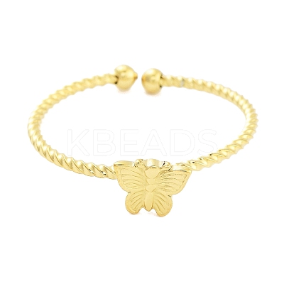 Real 18K Gold Plated 304 Stainless Steel Open Cuff Rings for Women RJEW-B061-02G-02-1