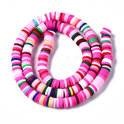 Handmade Polymer Clay Beads Strands CLAY-R089-6mm-096-1