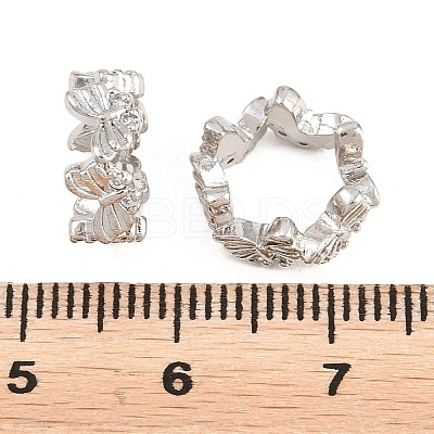 Butterfly Brass Clear Cubic Zirconia European Beads KK-B186-09P-1