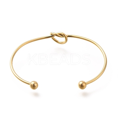 Ion Plating(IP) 304 Stainless Steel Knot Cuff Bangles for Women LS-BJEW-M233-04G-1