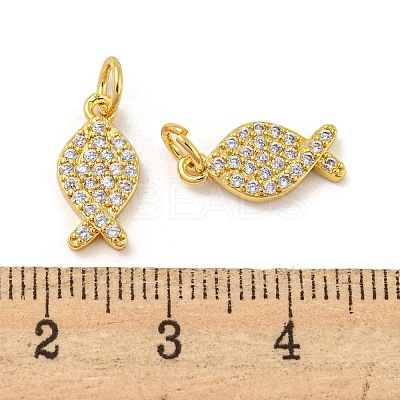 Jesus Fish/Ichtus Real 18K Gold Plated Rack Plating Brass Micro Pave Cubic Zirconia Pendants KK-R153-04G-1