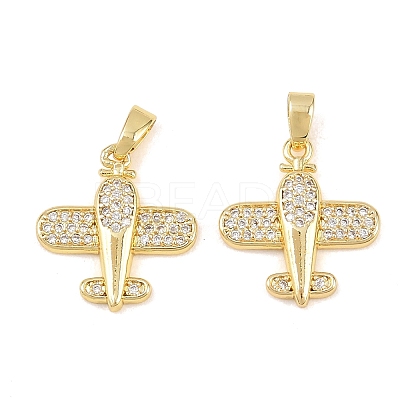 Brass Micro Pave Clear Cubic Zirconia Pendants KK-G549-18C-G-1