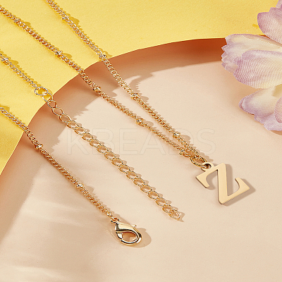 1Pc Brass Chain & 304 Stainless Steel Letter Pendant Necklaces NJEW-LP0001-35Z-G-1