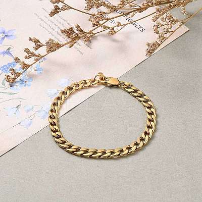 Men's 304 Stainless Steel Cuban Link Chain Bracelets BJEW-JB05611-02-1