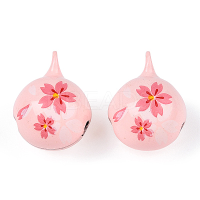 Baking Paint Brass Bell Pendants KKB-S002-019A-1