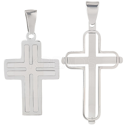 2Pcs 2 Styles 304 Stainless Steel Pendants STAS-BBC0007-71-1