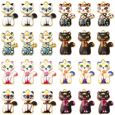 32Pcs 8 Styles Rack Plating Alloy Pendants FIND-SC0009-93-1