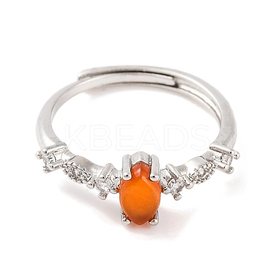 Horse Eye Natural Carnelian Adjustable Rings RJEW-Q817-02P-05-1