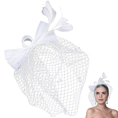 Gauze Mesh Veil Cloth with Aligator Hair Clip AJEW-WH20018-97B-1