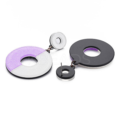 Large Flat Round Dangle Stud Earrings for Girl Women KY-Q058-091-1