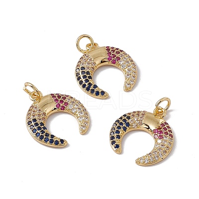 Brass Micro Pave Colorful Cubic Zirconia Pendants KK-G439-34G-1