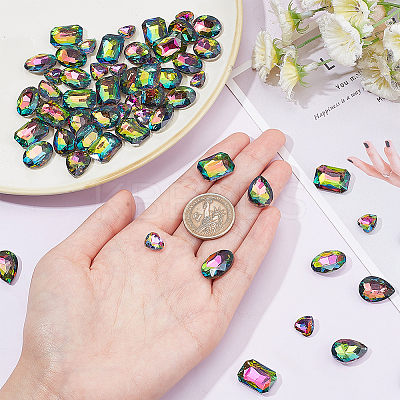 64Pcs 4 Style Glass Rhinestone Cabochons RGLA-FG0001-19-1