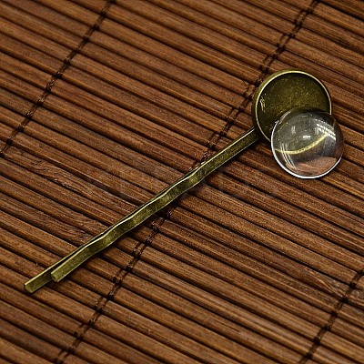12mm Transparent Clear Domed Glass Cabochon Cover for Iron Hair Bobby Pin DIY Making DIY-X0071-NF-1