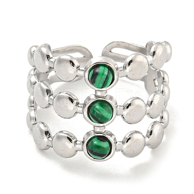 304 Stainless Steel Synthetic Malachite Cuff Rings G-Z056-05P-04-1