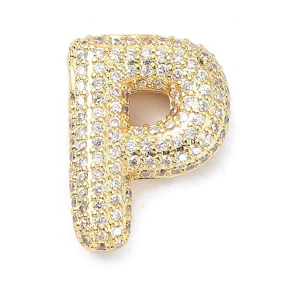 Rack Plating Brass Micro Pave Cubic Zirconia Pendants KK-Q790-01P-G-1