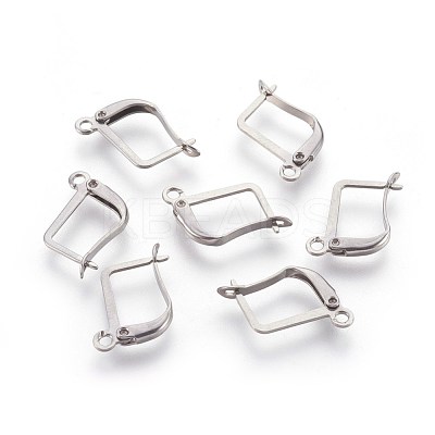 Tarnish Resistant 304 Stainless Steel Hoop Earring Findings with Latch Back Closure STAS-F188-06P-1