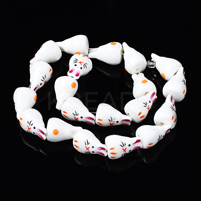 Handmade Porcelain Ceramic Beads Strands PORC-S502-028-1