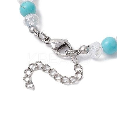 Synthetic Turquoise Beads Stretch Bracelets for Women BJEW-TA00601-1