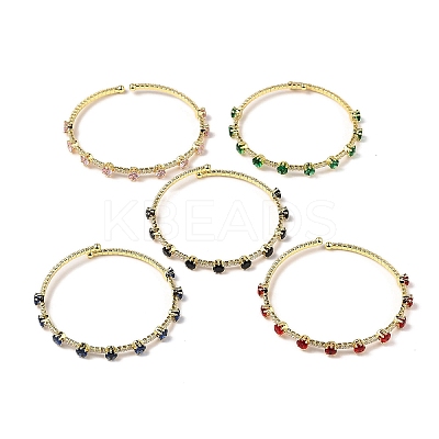 Brass Micro Pave Cubic Zirconia Cuff Bangles BJEW-E095-01G-1