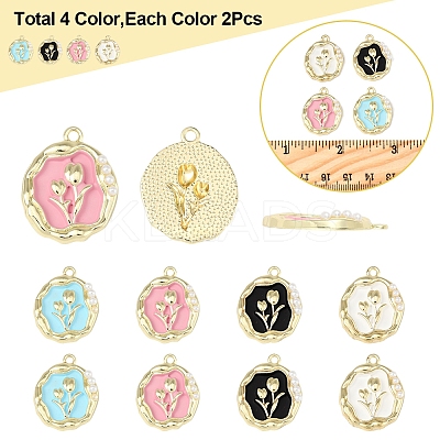 8Pcs 4 Colors Alloy Enamel Pandants ENAM-FS0002-22-1