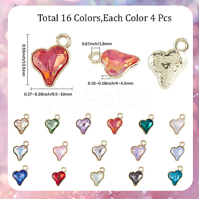 64Pcs 16 Colors Glass Charms FIND-SC0015-32G-1