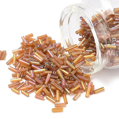 AB Color Plated Glass Bugle Beads SEED-R012-162C-1