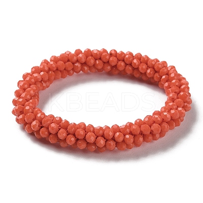 Crochet Glass Beads Braided Stretch Bracelet BJEW-S144-002E-14-1