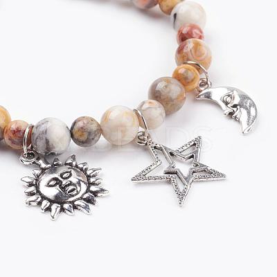 Natural Crazy Agate Charm Bracelets BJEW-JB03349-03-1